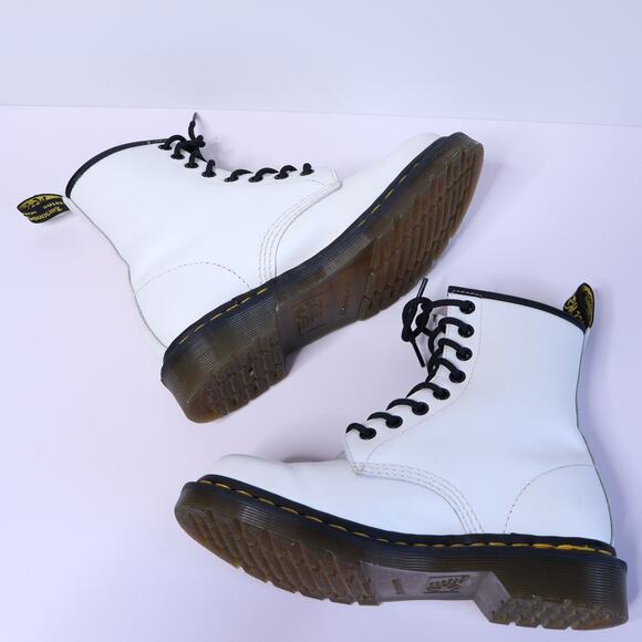 DR MARTENS 1460 Smooth Leather Lace Up Above Ankle Boots White Casual Women's 6 - Picture 5 of 14